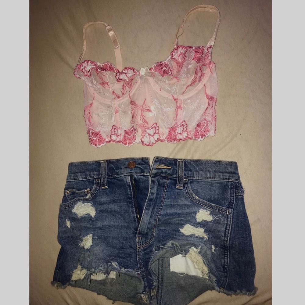 Sheer floral pink bralette  crop top